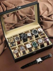 KYPHIREL 1pc Leather Watch Display Box, WatchStorage Case, Large Capacity Jewelry Display Box,Mechanical Watch Holder With Lock, High-End HomeOrganizer - Multicolor - View 11