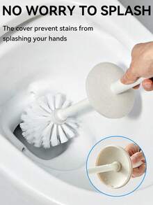 1Set Toilet Brush Set Plastic Cleaner Holder Base Simple Design For Bathroom Deep Cleaning High Quality Trending Now - Multicolor - View 3