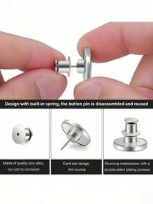 2/4/6/8/10/12pcs Jeans Replacement Buttons, Detachable Tower Buttons For Waist Size Adjustment, No Sew Silver Metal Button For Jeans Skirt Pants, Easy DIY Install Tool-Free, Sturdy Denim Button Fixing Kit - Style 8 - View 10