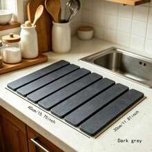 1pc Quick Drying Dish Mat, Silica Gel Absorbent Pad, Water Absorption Kitchen Counter Storage Mat, Rollable Dish Drying Rack, Non-Slip Sink Side Pad - Multicolor - View 12