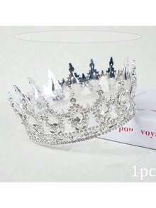 1pc Rhinestone Baroque Style Beauty Pageant Crown, Shiny Princess/Queen Cake Topper Decoration - Multicolor - View 11