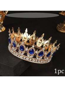 1pc Rhinestone Baroque Style Beauty Pageant Crown, Shiny Princess/Queen Cake Topper Decoration - Multicolor - View 10