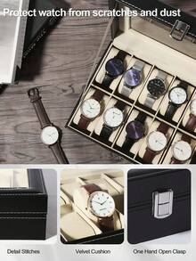 KYPHIREL 1pc Leather Watch Display Box, WatchStorage Case, Large Capacity Jewelry Display Box,Mechanical Watch Holder With Lock, High-End HomeOrganizer - Multicolor - View 6
