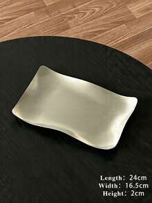 Haus Hana 1pc Ndustrial Style Wavy Stainless Steel Rectangular Tray, Vintage Premium Dessert & Snack Platter, Afternoon Tea Cake Serving Tray - Multicolor - View 11