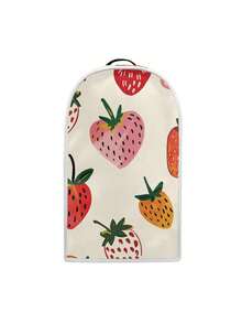 1PC Durable Polyester Blender Cover Flexible Dustproof Wear Resistant Fade Resistant Easy To Clean Machine Washable With Top Handle Cream Base Cartoon Strawberry Print Protective Small Kitchen Appliance Cover For Countertop Household Daily Use - Multicolor - View 4