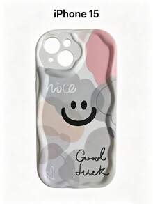 1 Pc,Fashionable Phone Case, Featuring Smile Face Pattern, Shockproof, Water-Resistant And Scratch-Resistant, Compatible With Iphone 15/Plus/Pro/Pro Max - Multicolor - View 2