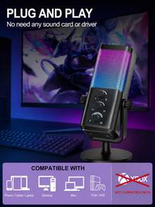 Teckwe High Sensitivity Sound Capture Core Smart Enc Noise Reduction Technology Real Time Voice Transmission RGB Gradient Light Usb Plug And Play Wired Condenser Microphone For Gaming Podcast Live Streaming Studio Recording Online Meeting Desktop Laptop Pc Content Creator Home Office Vlog Shooting Professional Clear Voice Low Delay Gaming Streaming Peripheral Accessories - View 7