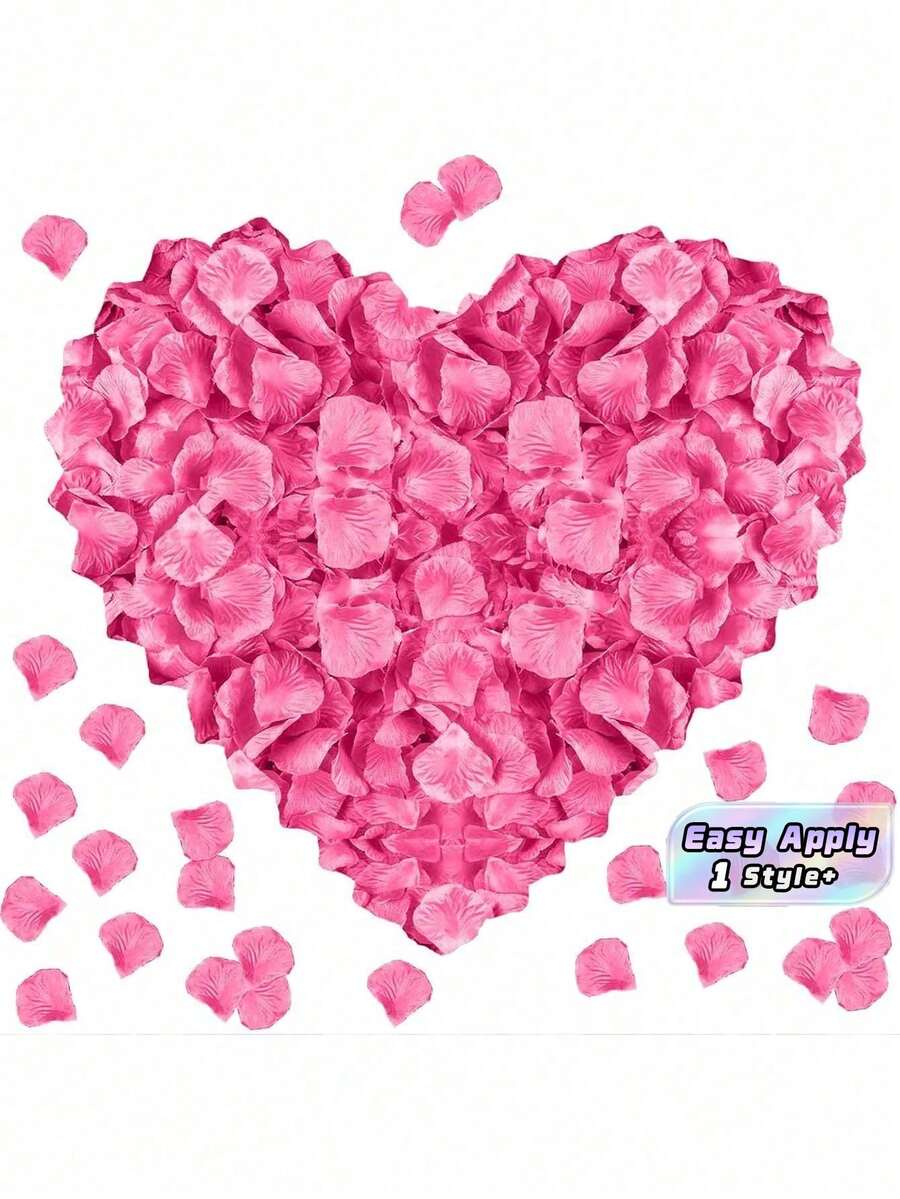 1000PCS Bulk Artificial Silk Decorative Filler Pink Rose Petals For Wedding Party Halloween Celebration Gift Box Proposal Romantic Birthday Surprise Beach Summer Back To School Dorm Room Home Table Scatter Decor Supplies - Pink random - View 1