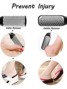 10pcs Made Of Thickened Stainless Steel, Rust-Resistant And Durable. The Foot File Features Dual Grit Sides: Coarse Side For Stubborn Calluses, Fine Side For Polishing. The Pedicure Knife Has Smoothly Polished Blade, - Black - View 4
