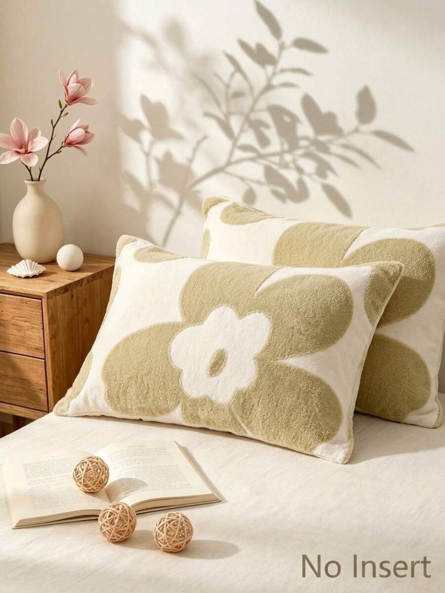 Cirelle 1pc 3D Tufted Floral Decorative Throw Pillowcase, Ultra Soft Textured Flower Pillow Cover For Bedroom (No Insert) - Multicolor - View 1