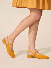 CUCCOO BASICS Women's Shoes Spring, Summer And Autumn Simple Classic Woven Surface Material Round Toe Flats Are Suitable For Commuting, Dating, Parties Fall Shoes - Yellow - View 5