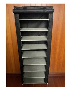 Black Dust-Proof Shoe Cabinet, Multi-Layer Minimalist Shoe Rack, Ideal For School Dorms, Easy To Assemble, Freestanding Shoe Rack, Available In 6-Layer, 8-Layer (10-Layer Rack Can Hold Approx. 20-27 Pairs Of Shoes), Dust-Proof Shoe Rack - Black - View 7