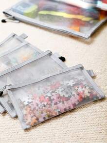 1/3PCS Kantong Jaring Transparan dengan Resleting Ukuran A4 A5 A6 Tas Dokumen Tahan Air Tempat Penyimpanan Perlengkapan Kantor Set Organizer Alat Tulis - abu-abu - View 6