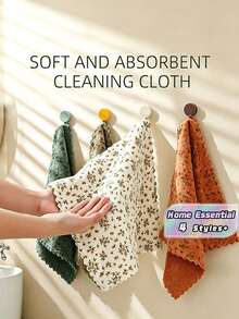 Vintage Floral Cleaning Cloths, Soft Absorbent Microfiber Dish Towels, Scalloped Edge Reusable Kitchen Towels, Multi-Purpose Lint Free Cleaning Rags For Kitchen Bathroom Household - Multicolor - View 1