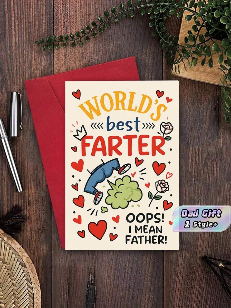1PC Red Envelope Included Funny Dad Joke Pun Card Age Humor Greeting Card For Father From Wife Or Husband Birthday Father S Day Gift Idea Novelty Gag Joke Card With Envelope Set Humorous Aging Quip Card For Old Man Papa - multicolor - View 1