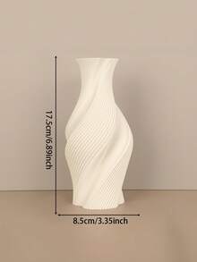 1PC Standard Size Simple Spiral Textured Decorative Vase Vessel For Fresh Dried Flowers Bouquet Tabletop Display Elegant Cozy Home Style For Living Room Bedroom Office Desk Entryway Shelf Centerpiece Essential - A - View 2