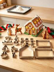 Haus Hana 21pcs Christmas Cartoon Biscuit Mold Press Baking Cake Tool Mousse Circle Biscuit Mold Shape Halloween - Silver - View 1