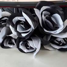 5/12pcs Artificial Black And White Roses Bouquet, Plastic Gothic Fake Flowers For Wedding, Halloween Decor Realistic Rose Stem For Home Office Display Home Decor Room Decor - Multicolor - View 8