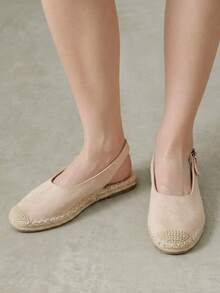 Styleloop Ladies, Straw Rope, Buckles, Flat Shoes. Fall Shoes - Apricot - View 5