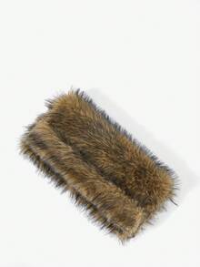 Viva Strut Ladies Fashionable Personality Simple Sweet Cool Girls Y2K Autumn And Winter Faux Fur Clutch Bag, Daily Dating Party - Brown - View 3