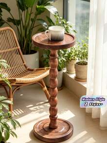 1PC Solid Wood Side Table With A Modern Retro Style, Designed For Versatile Use As A Coffee Table, Balcony Table, Or Entryway Welcome Table.It Is Perfect For Living Room Decoration And Makes An Ideal Gift For Housewarming Celebrations. - Multicolor - View 1