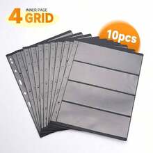 10pcs Double-Sided 9-Slot Stamp Collection Pages, Divided Format Stamp Album Refill Sheets, Transparent Protective Stamp Holders, Reusable For Stamp Collection And Display - A - View 15