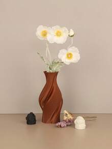 1PC Standard Size Simple Spiral Textured Decorative Vase Vessel For Fresh Dried Flowers Bouquet Tabletop Display Elegant Cozy Home Style For Living Room Bedroom Office Desk Entryway Shelf Centerpiece Essential - A - View 6
