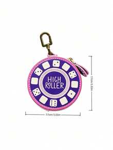 Joivida 1Pc Retro Fun Uv Print Coin Purse, Stylish And Compact Keychain Pendant, Cute Cartoon Mini Zip Bag, Portable For Storing Earphones And Small Accessories - Multicolor - View 8