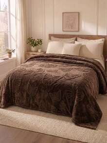 Cirelle Butterfly Textured Fleece Throw Blanket, Soft Plush 3D Embossed Butterfly Pattern Blanket For Couch Sofa Bed, Cozy Warm Lightweight Decorative Throw Blanket For Living Room Bedroom, All‑Season Home Decor Blanket - coffee color - View 2