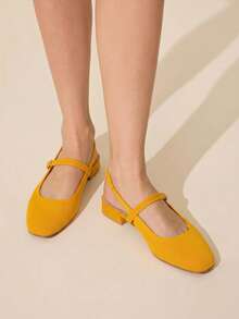 CUCCOO BASICS Women's Shoes Spring, Summer And Autumn Simple Classic Woven Surface Material Round Toe Flats Are Suitable For Commuting, Dating, Parties Fall Shoes - Yellow - View 2