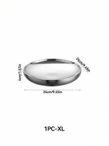 Haus Hana 1PC Stainless Steel Bowl And Plate Kit, Hotel Double-Layer Bowl And Vegetable Plate, Household Kitchen Utensil And Plate - Silver - View 7
