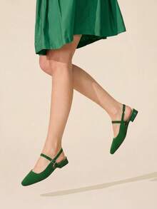 CUCCOO BASICS Women's Shoes Spring, Summer And Autumn Simple Classic Woven Surface Material Round Toe Flats Are Suitable For Commuting, Dating, Parties Fall Shoes - Green - View 4