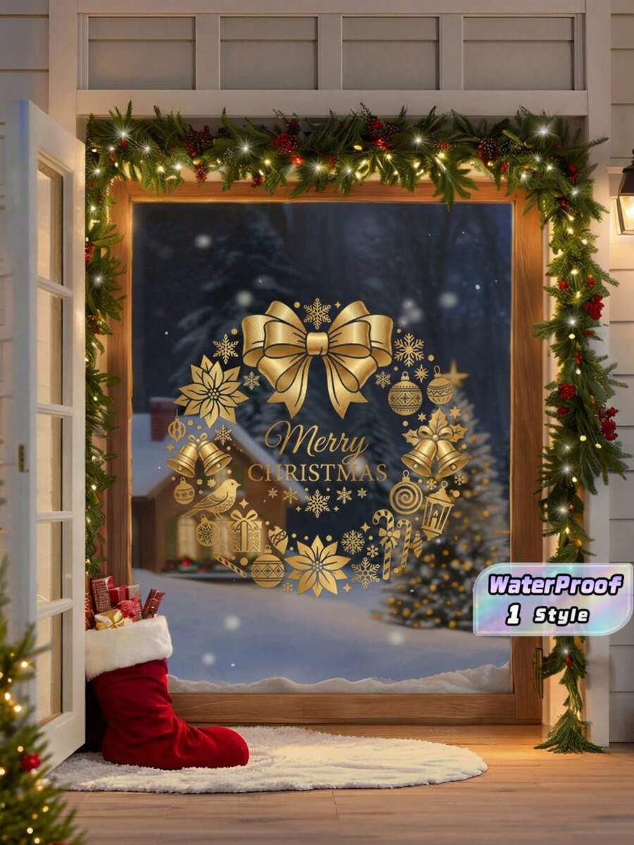 Christmas Snowflake Static Window Clings, White Snowflake Decals Reusable No‑Glue Glass Stickers, Xmas Winter Holiday Decorations For Shop Home Window Door - multicolor - View 1
