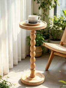 1PC Solid Wood Side Table With A Modern Retro Style, Designed For Versatile Use As A Coffee Table, Balcony Table, Or Entryway Welcome Table.It Is Perfect For Living Room Decoration And Makes An Ideal Gift For Housewarming Celebrations. - Multicolor - View 3