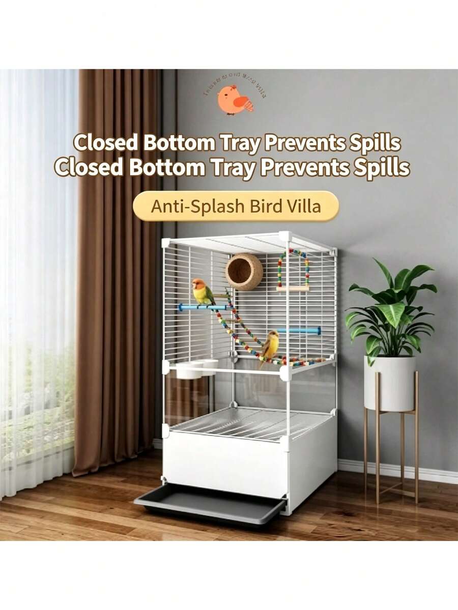 Mobile Bird Cage With Fecal Tray, Assembled Iron Breathable Mesh Cage, Easy To Clean Pet Bird Villa - Assembly Type - View 1