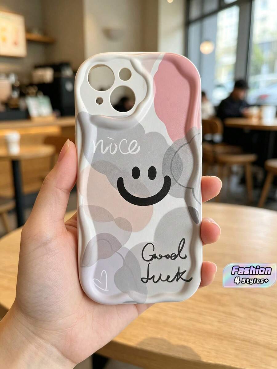 1 Pc,Fashionable Phone Case, Featuring Smile Face Pattern, Shockproof, Water-Resistant And Scratch-Resistant, Compatible With Iphone 15/Plus/Pro/Pro Max - Multicolor - View 1