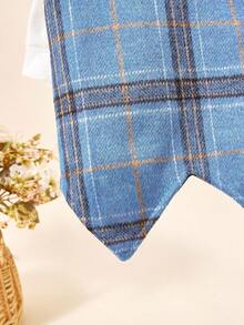 PETSIN 1pc Plaid Woolen Pet 2 In 1 Suit Vest, British College Style Dog Formal Dress, Wedding Companion Pet, Birthday Party, Daily Cat And Dog - Multicolor - View 10