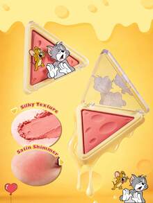 TOM & JERRY X SHEIN 1 buah Perona Pipi Keju, Dengan Kilauan Halus, Hasil Akhir Satin, Perona Pipi Merah-Oranye, Warna Tahan Lama - Persik - View 3
