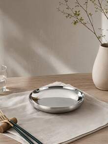 Haus Hana 1PC Stainless Steel Bowl And Plate Kit, Hotel Double-Layer Bowl And Vegetable Plate, Household Kitchen Utensil And Plate - Silver - View 2