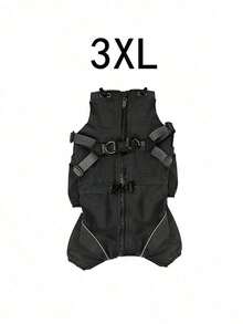 A Four-Legged Windproof Pet Jacket With Chest And Back Design, Leash-Compatible, New Style, Warm And Cold-Resistant Pet Clothing - black - View 14