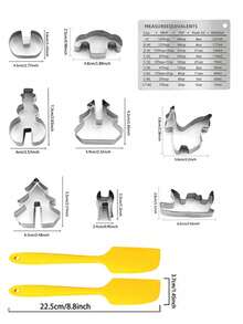 Haus Hana 21pcs Christmas Cartoon Biscuit Mold Press Baking Cake Tool Mousse Circle Biscuit Mold Shape Halloween - Silver - View 9