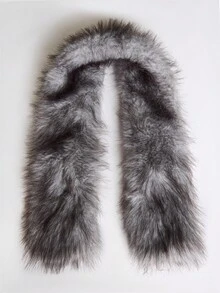 MUSERA Grey Faux Fur Scarf Fall Autumn Winter Streetwear Outfits - Ash - View 7