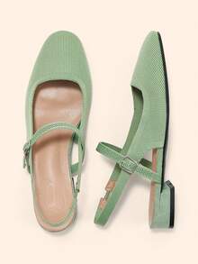 CUCCOO BASICS Women's Shoes Spring, Summer And Autumn Simple Classic Woven Surface Material Round Toe Flats Are Suitable For Commuting, Dating, Parties Fall Shoes - grass green - View 3