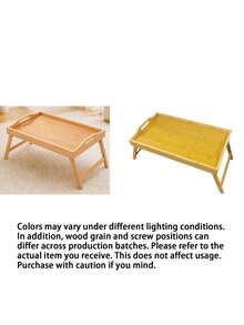 Folding Bamboo Laptop Table, Made Of Solid, Durable Bamboo, Single Piece Folding Design For Easy Storage, Side Handles + Tall Edge For Fixed Position, , Suitable As Breakfast Tray, - Multicolor - View 6
