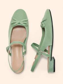 CUCCOO BASICS Women's Shoes Spring, Summer And Autumn Simple Classic Woven Surface Material Round Toe Flat Sole Shoes Are Suitable For Commuting, Dating, Parties A Fall Shoes - grass green - View 3