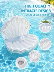Inflatable Thick Pool Float In The Shape Of A Shell, Giant Pool Float Chair With A Pearl Ball, For Birthday Parties, Ocean-Themed Decor, Beach Decor, And Pool Parties - Irregular Floating Board - View 4
