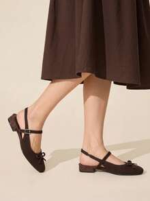 CUCCOO BASICS Women's Shoes Spring, Summer And Autumn Simple Classic Woven Surface Material Round Toe Flat Sole Shoes Are Suitable For Commuting, Dating, Parties A Fall Shoes - Brown - View 4