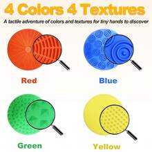 4 Paket Alas Sensorik Silikon Bertekstur Warna-warni, Bantalan Taktil Multi-Sensorik 18cm, Papan Permainan Lantai Bertekstur Sentuhan Tangan & Kaki, Alas Bermain Sensorik Portabel untuk Penggunaan di Rumah dan Perjalanan - MultiWarna - View 3