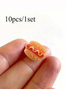 10Pcs Mini Resin Hot Dog Decorations - Suitable For Doll House Food Decor, Fairy Garden, Miniature Landscape And Crafts, Vivid Colors, No Power Needed, Finely Designed Durable Small Models - Multiple Styles - View 10
