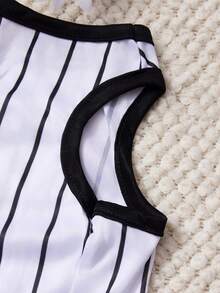 PETSIN 1pc Fluorescent Ghost Biye Spider Web Halloween Letter Printed Pet Tank Top Black And White Stripes Soft, Comfortable, Breathable Pet Clothes - Multicolor - View 3